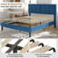Ensemble de chambre à coucher 3 pièces, cadre de lit plateforme tapissier avec tête de lit réglable + 2 tables de chevet, lit en tissu de lin avec support en lattes de bois, aucun sommier nécessaire, ensemble de mobilier de chambre à coucher moderne-124127173-124127170