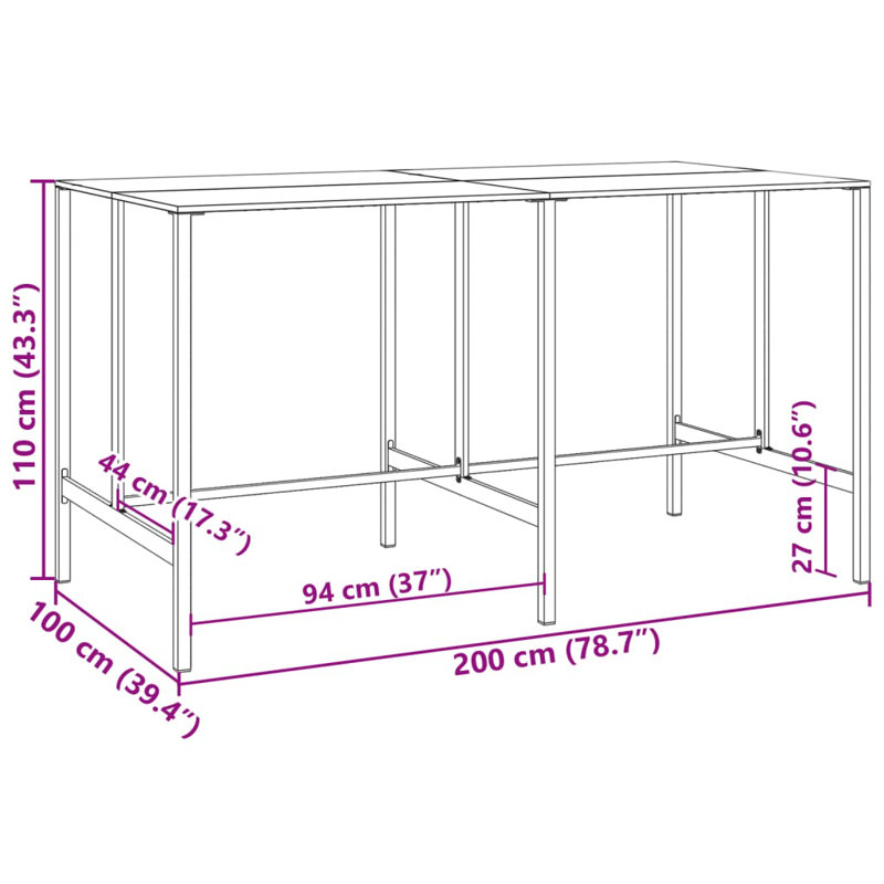 Rectangular 200cm L Outdoor Standing Height Table