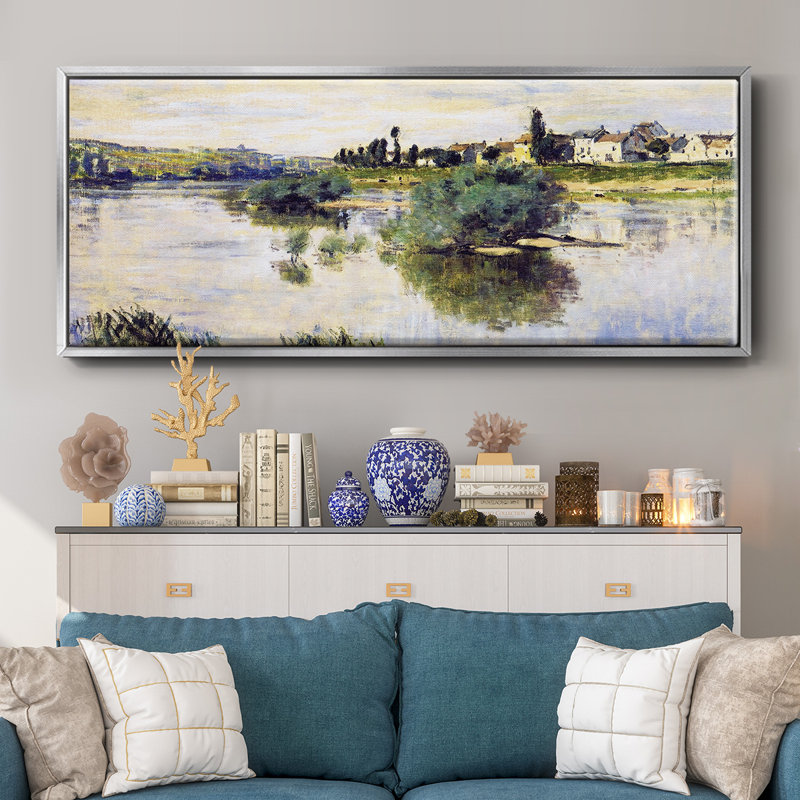 La seine à Lavacourt, 1878 - Toile encadrée, H 12 po x l 30 po