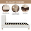 Lit plateforme tapissier moderne avec tête de lit à oreilles et pieds en bois Modern Boucle