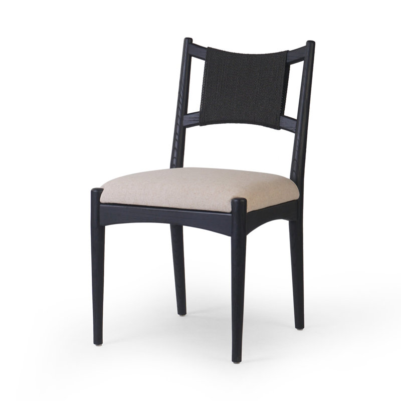 Haddon Dining Chair-Light Natural Rush, Black