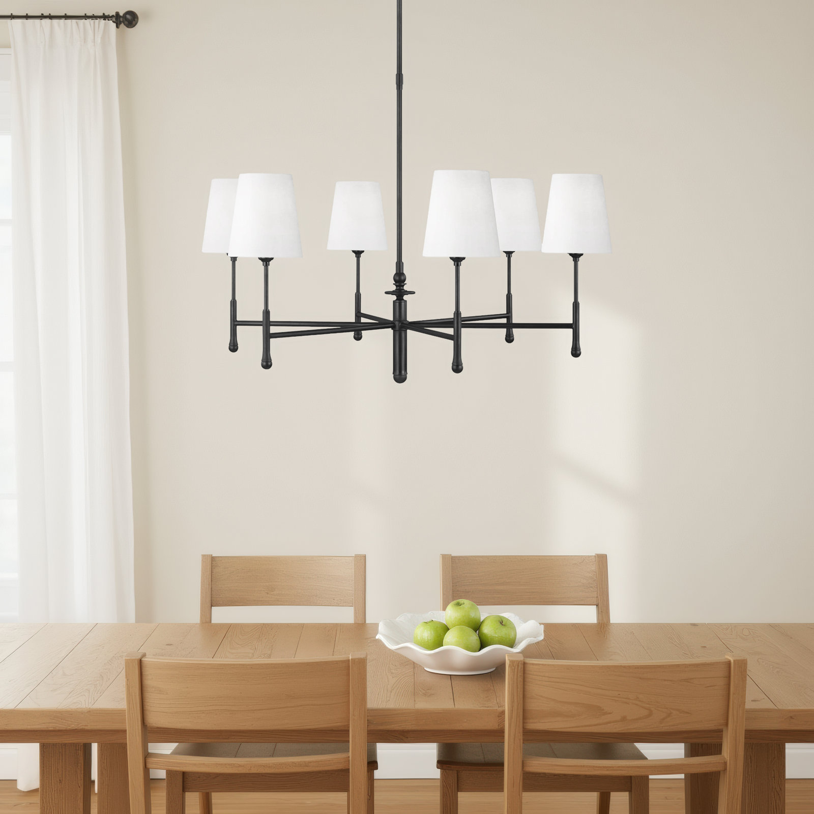 6 - Light Dimmable Chandelier, Aged Iron