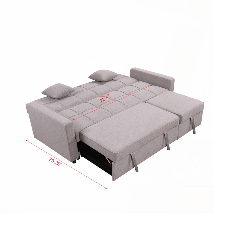Convertible Sleeper Sofa Bed with Pullout Bed, Light Gray