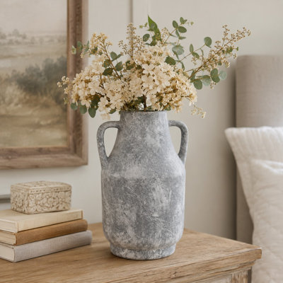 11" Rustic Ceramic Vase with Side Handles
