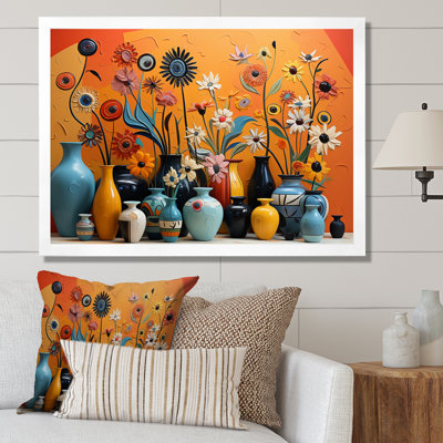 «Orange Boho Pottery Expressions II», art mural Boho