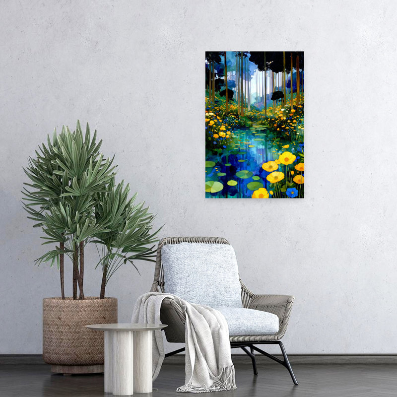 «Flora» par Klimt, art abstrait fleur de forêt, H 24 po x l 16 po