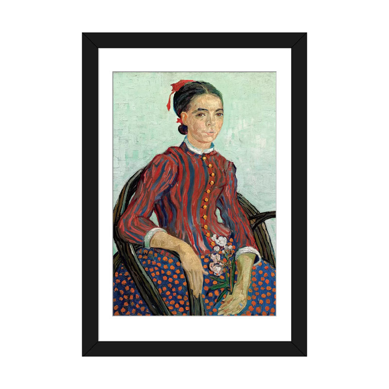 «La Mousme, 1888» par Vincent van Gogh, reproduction sur toile, H 24 po x l 16 po x P 1 po, Toile avec cadre noir