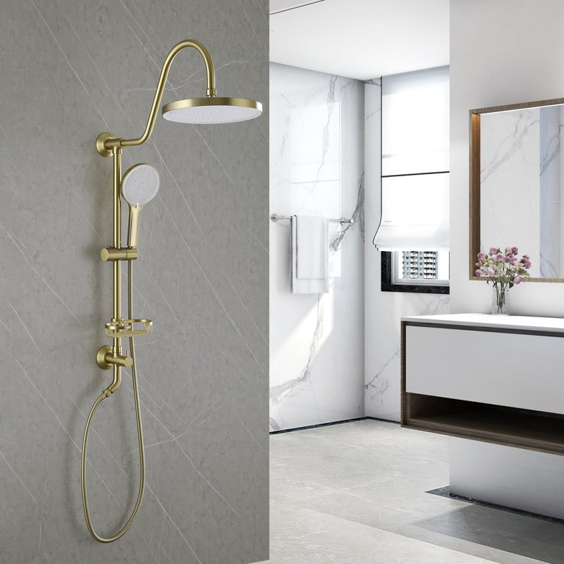 Diverter Complete Shower System, Brushed Gold