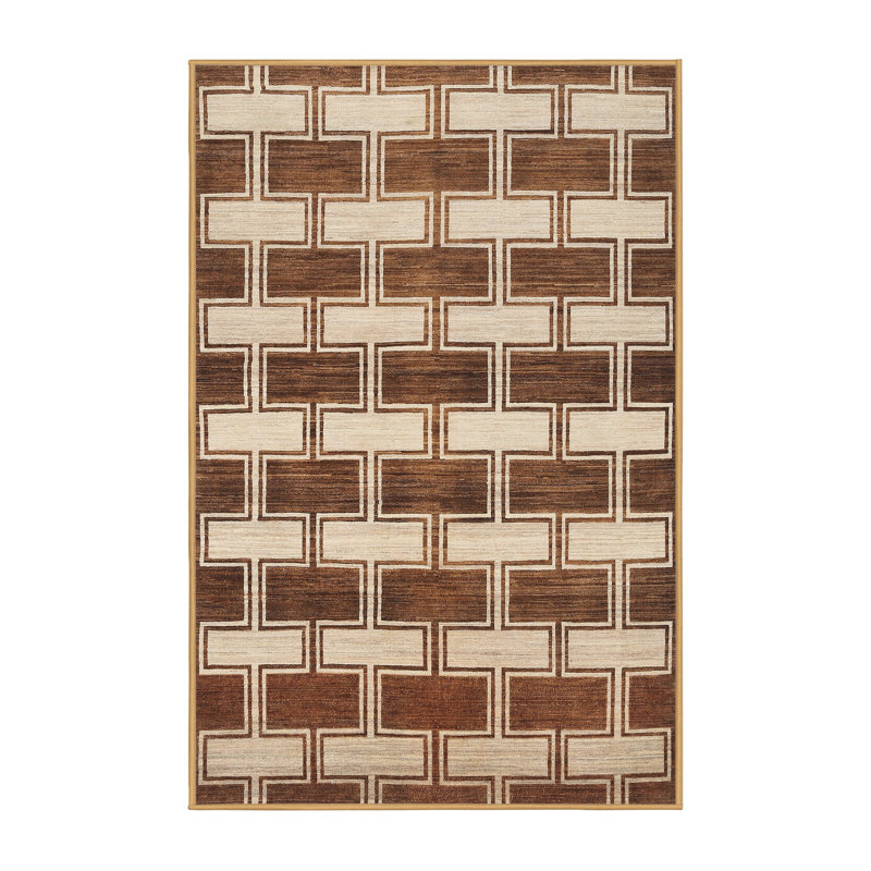 Tapis abstrait vert / brun, Rectangle 5 pi x 7 pi