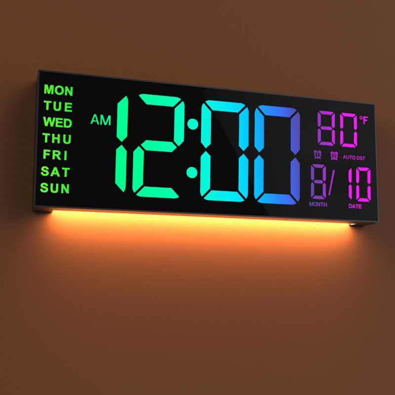 Large Digital Wall Mount Clock, Count Down Timer With Remote, Alarm, Big LED, Birthday Gift,(Black)