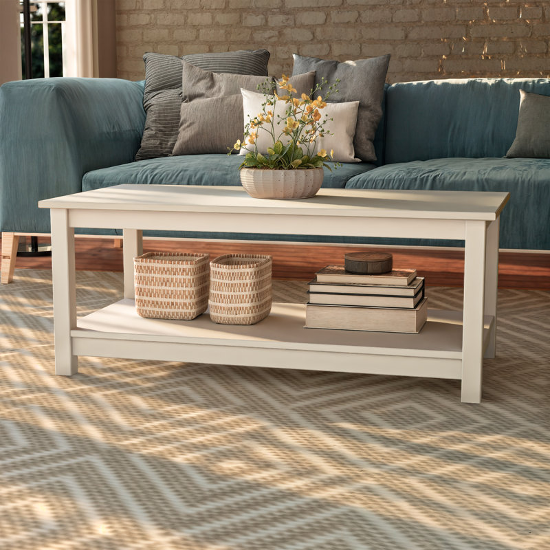 Albrecht Solid Pine Wood Shaker Coffee Table - Timeless simplicity and elegance by Red Barrel Studio., White