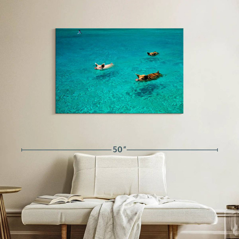 Brampt Pigs In Exuma Cays, 26" H x 39" W