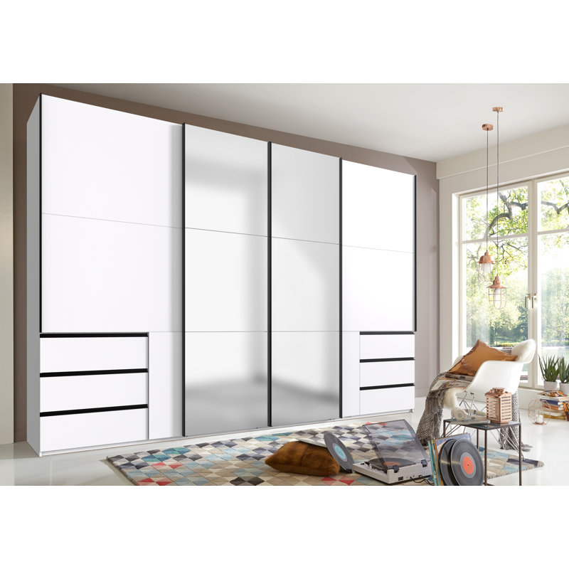 Guardino 4 Door Wardrobe, White, 236cm H x 350cm W x 65cm D