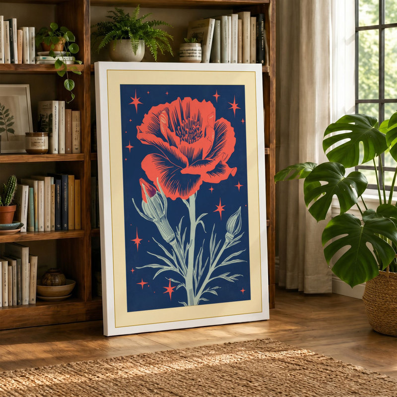 Celestial Bloom Botanical - Wrapped Canvas, 30x20 - 76.2 x 50.8 cm, Terracotta Border