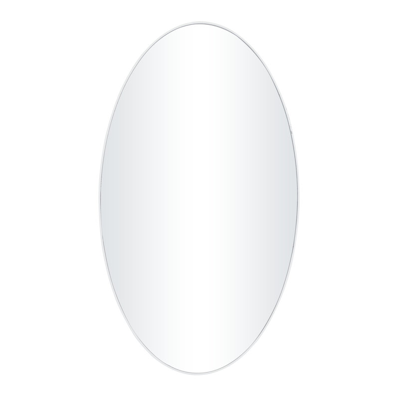Miroir mural ovale en bois blanc avec cadre minimaliste, Blanc