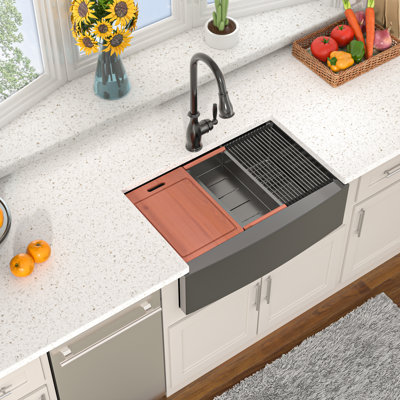 Worksation Sink 30" L x 22" W Farmhouse Kitchen Sink with Accessories