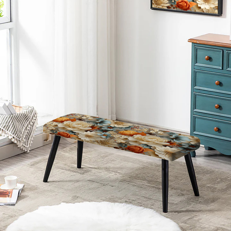 Lace Veil - Banc rembourré, Motif floral orange rustique et élégant
