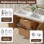 Meuble-lavabo double 47,24 pouces avec comptoir en bois massif, armoire en MDF, portes à fermeture en douceur, tiroirs divisés, meuble-lavabo mural moderne
