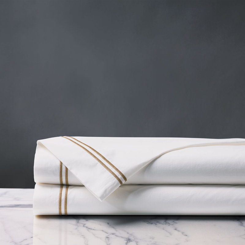 Enzo 100% Cotton Percale Flat Sheet, Antique, Queen Flat Sheet