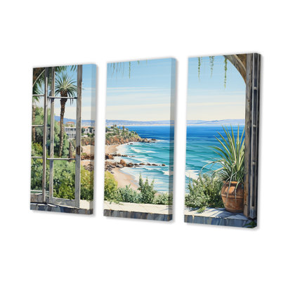 Seaside Tropical View I - Coastal Windows Wall Art