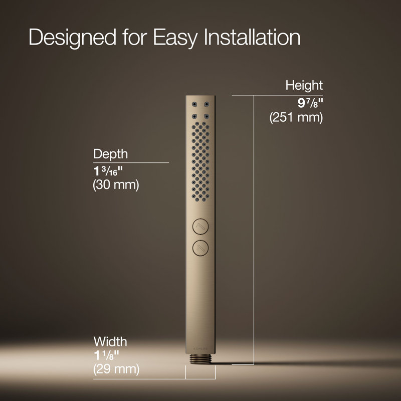 Shift + Square Two-Function Handshower, Multi-Function Handheld Shower Head, 1.75 GPM, Vibrant Brushed Bronze, 1.75 GPM