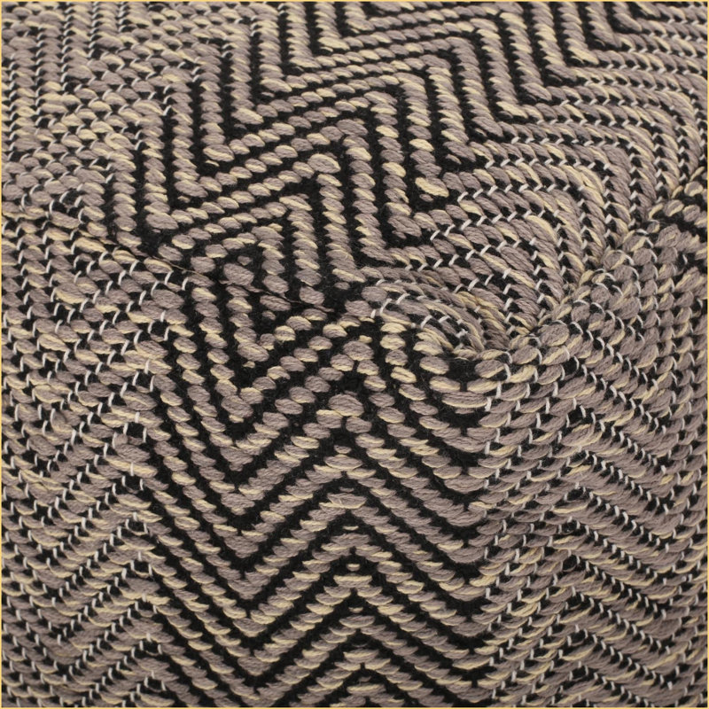 Pouf, Chevron Cotton Fabric, Walnut Brown/Tan Brown/Mustard Yellow, Fully Assembled for Living Room | Brown | Fabric