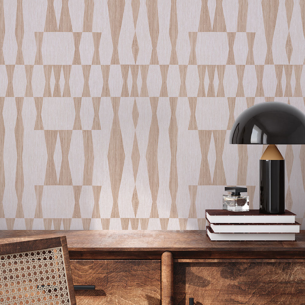 Faux Grasscloth Geo Peel and Stick Wallpaper, Beige