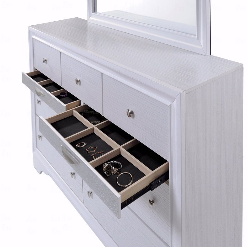 Commode 7 tiroirs Matrix Traditional en bois blanc