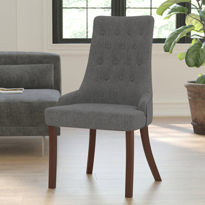 Prompton Tufted Chair with Curved Mahogany Legs by Lark Manor
