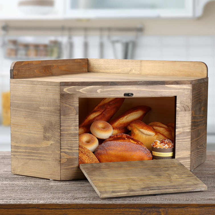 Foundry Select Bamboo Corner Bread Box With Shelf & Reviews