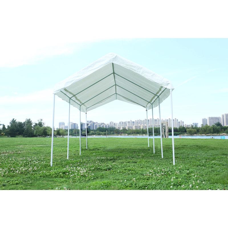 Auvent robuste 10 pi x 20 pi avec parois latérales - poutres de support triangulaires, tiges de mise à la terre, imperméables et -