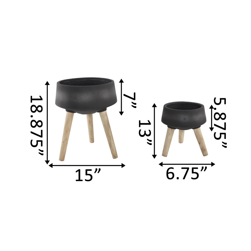 Wroten Pot Planter, Black/Natural