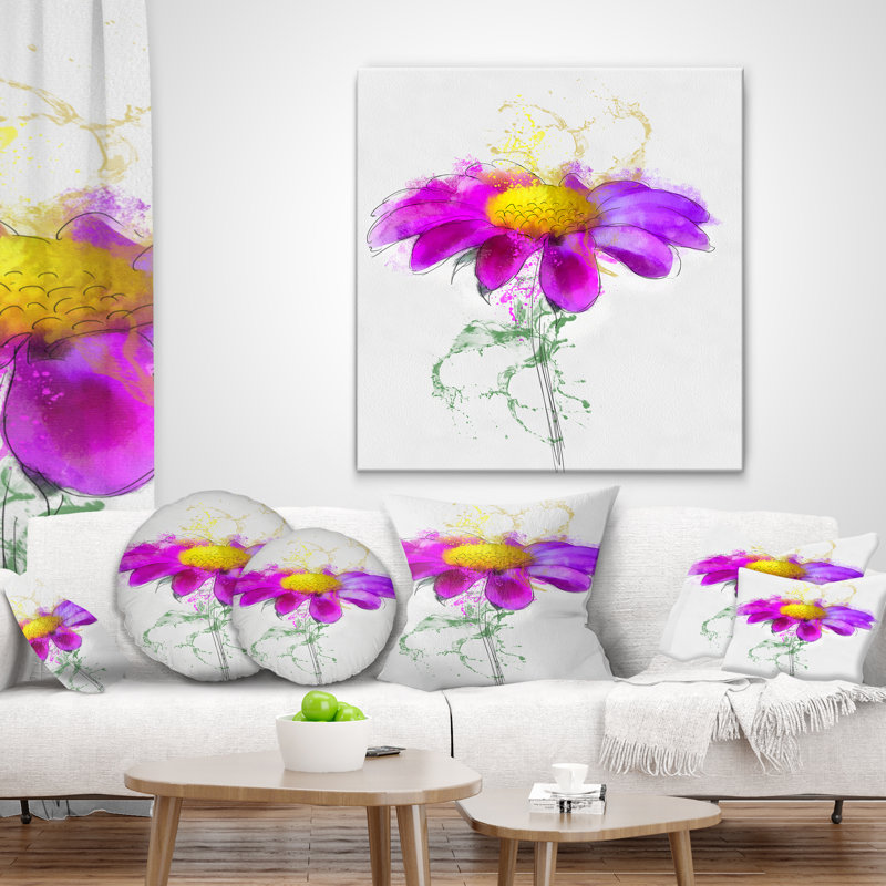 Coussin décoratif à fleurs en cascade avec tige flowerswork, 16 po x 1 po