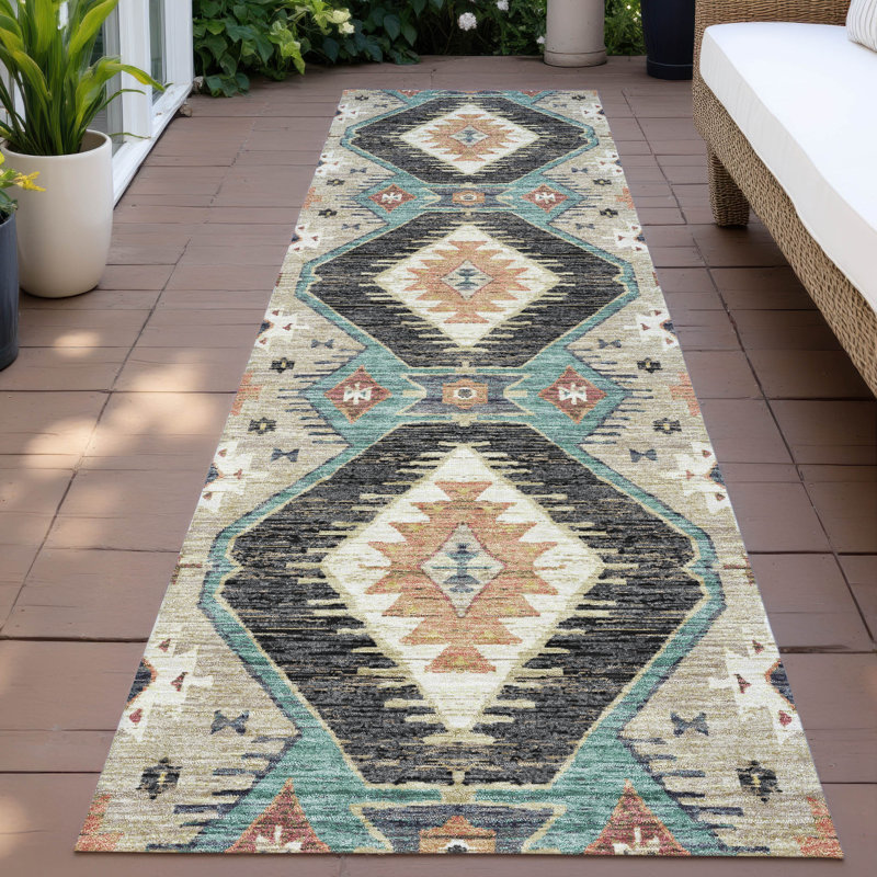 Tapis marocain intérieur / extérieur lavable à la machine Husby ACN2210, Tapis de couloir 2 pi 3 po x 7 pi 6 po
