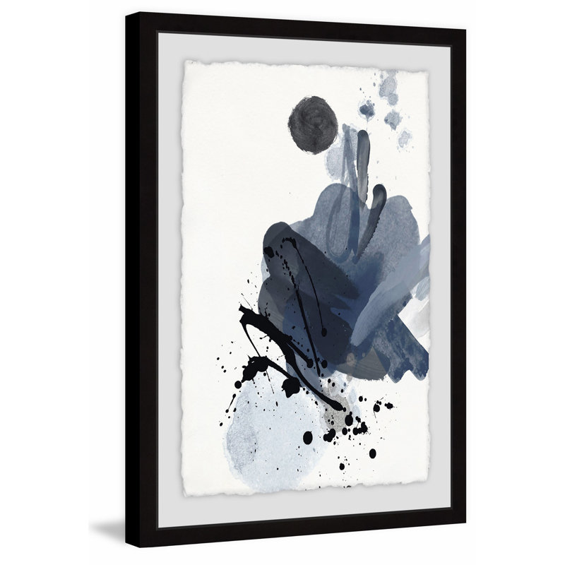 « blue & black splash splash i », reproduction de peinture à l’acrylique encadrée, H 36 po x l 24 po x P 1,5 po