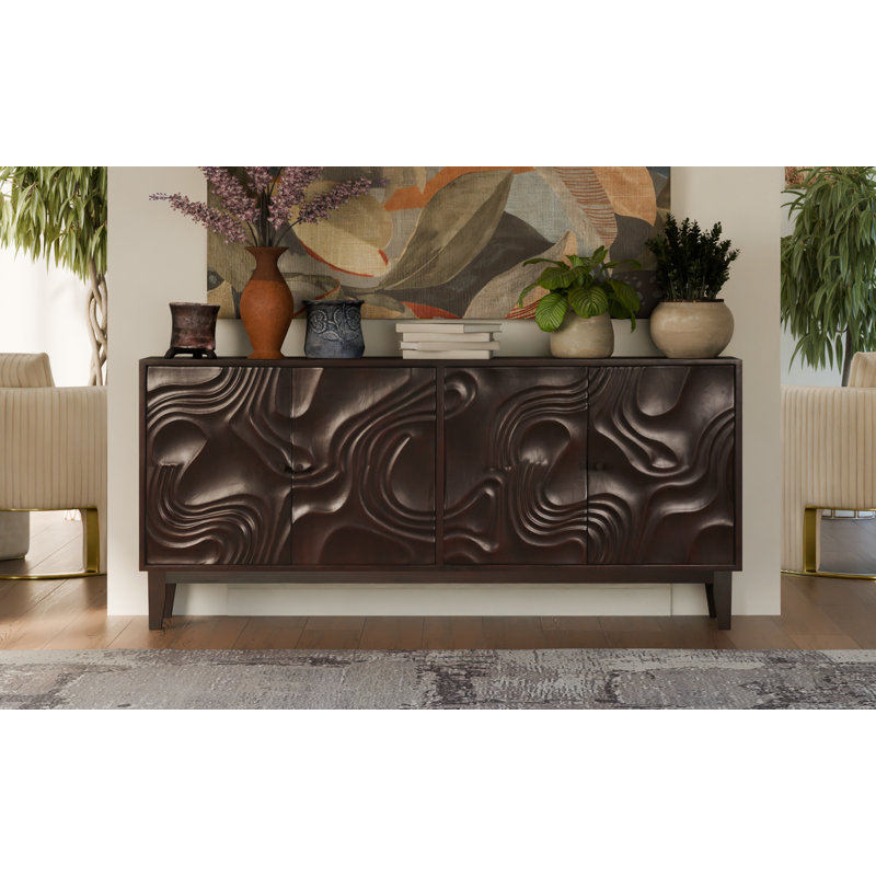4-door Carved Solid Wood Sideboard