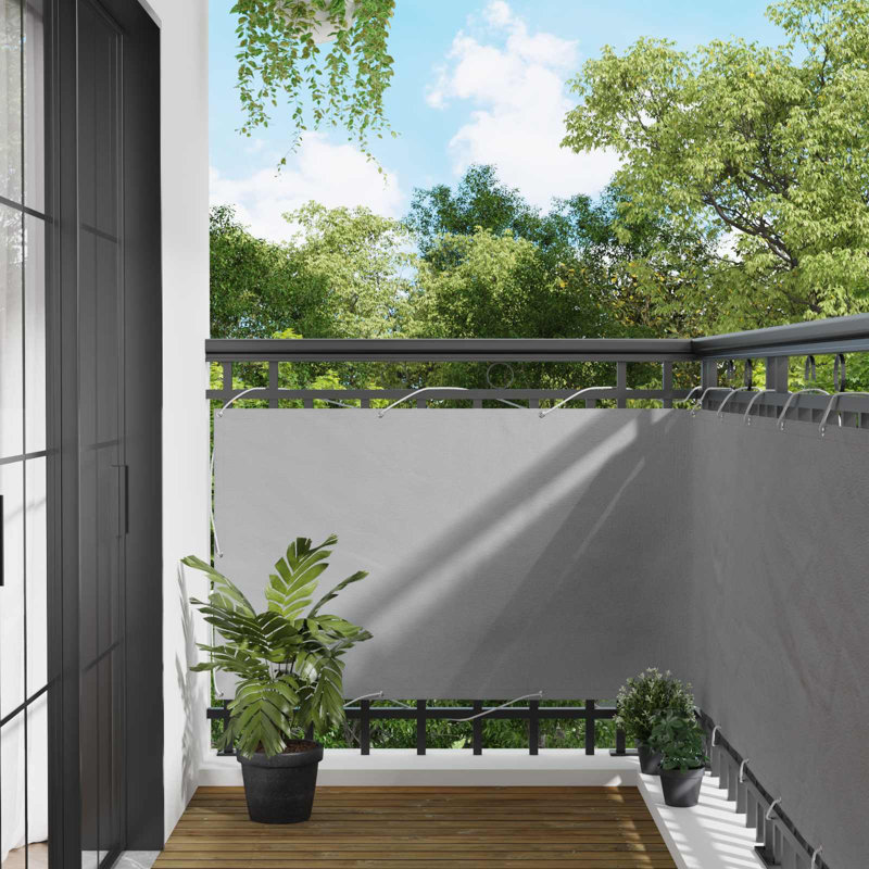 Vidaxl Balcony Screen Oxford Fabric Outdoor Privacy Garden Terrace Durable, Light Grey, 100cm H x 300cm W