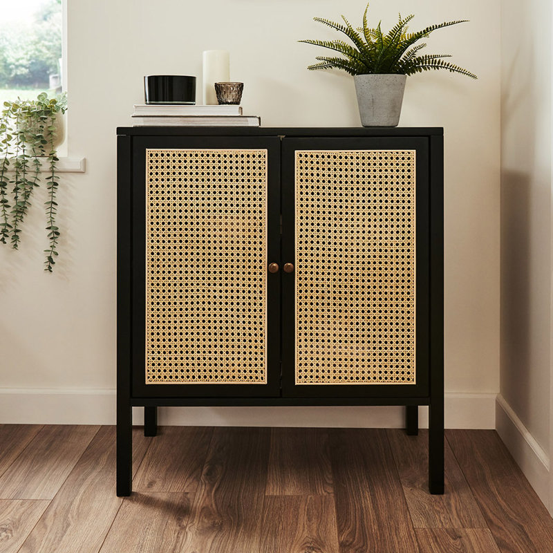 Tenaya Solid Wood 2 - Door Standard Accent Cabinet, Black