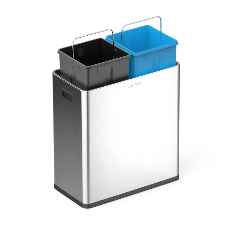 Step N' Sort Stainless Steel Multi-Compartment Rubbish & Recycling Bin