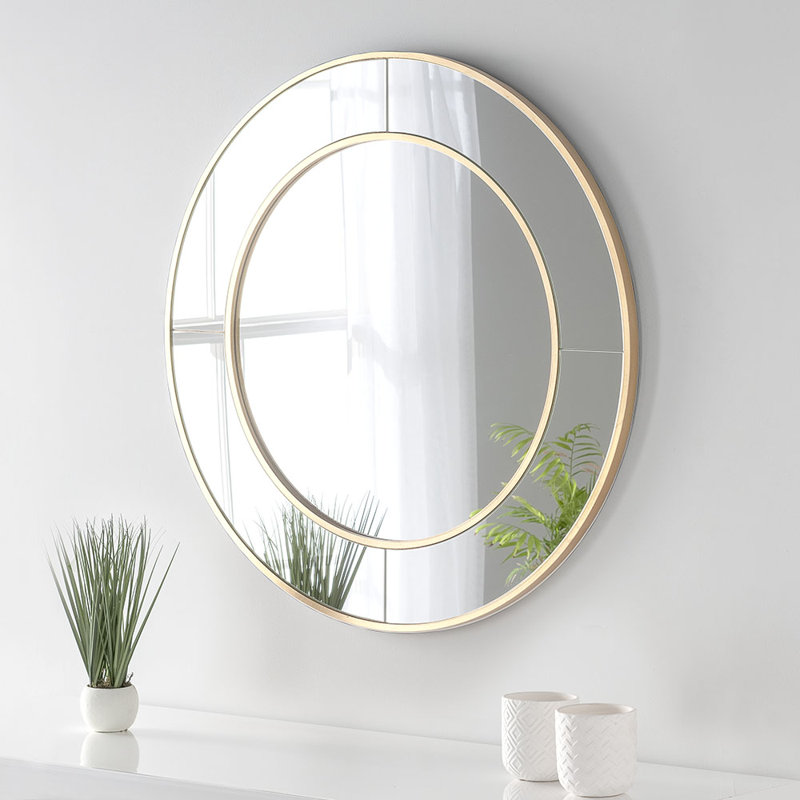 Round Contemporary Mirror, Gold