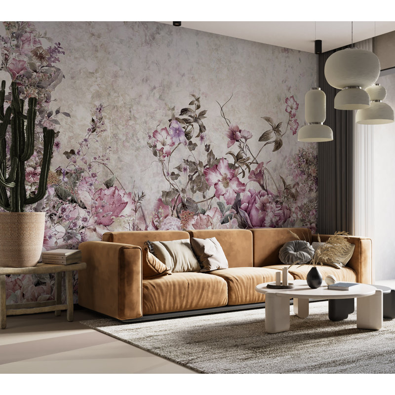 Papier peint floral - Prairie florale, L 68 po x l 98 po