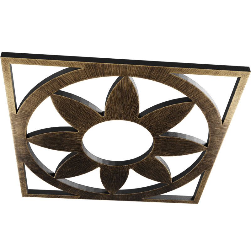 Médaillon de plafond percé en PVC de qualité architecturale Blume, H 36 po x l 36 po x P 1 po, Laiton antique
