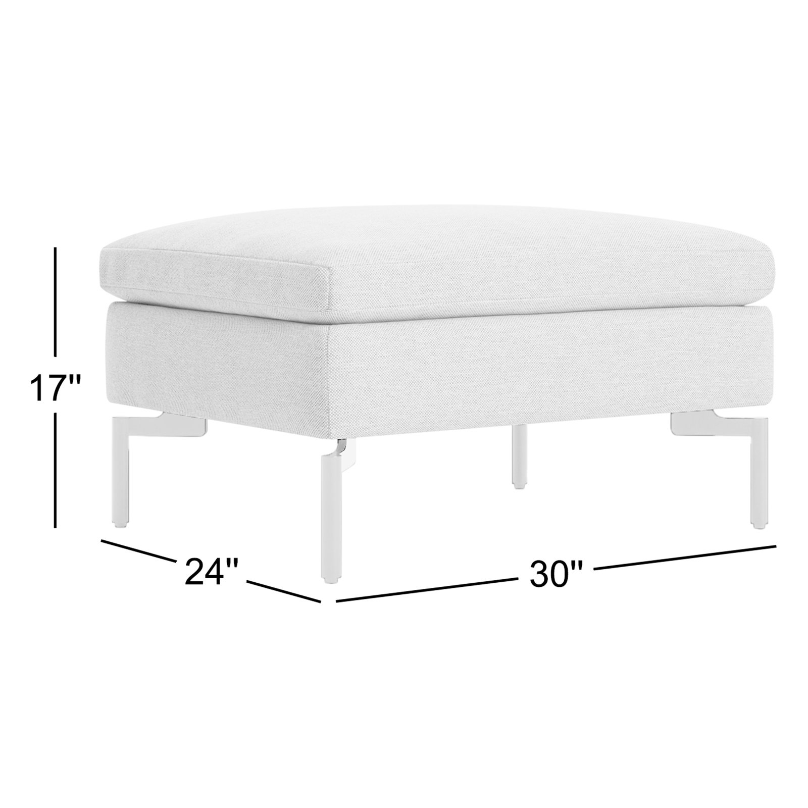 New Standard Upholstered Ottoman, Black, Maharam Mode in Intaglio Crossweave