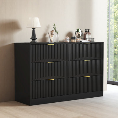 Commode moderne à 6 tiroirs, commode pour chambre à coucher, salon, couloir et vestibule - grande armoire de rangement