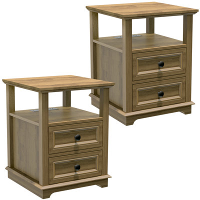 Chaky 2 - Drawer Nightstand with Storage and Built-In Outlets