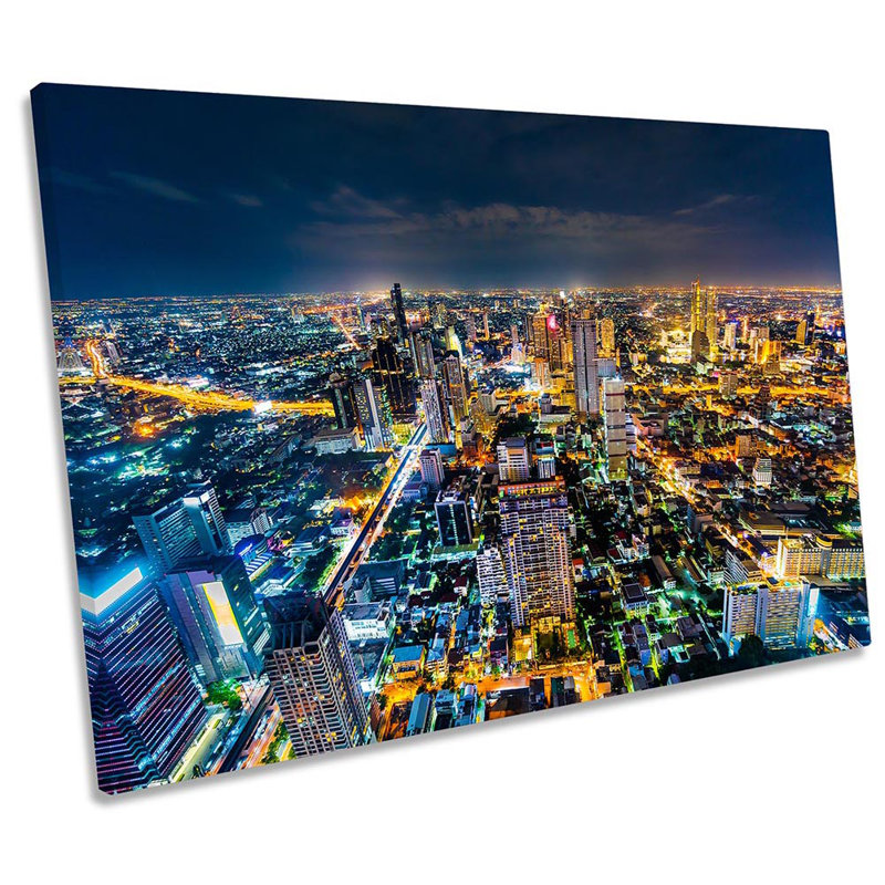 Bangkok City Night - Wrapped Canvas Print, 61cm H x  91.4cm W
