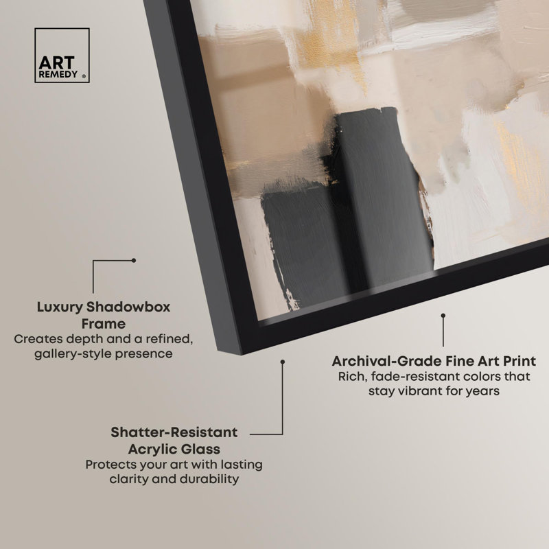«Neutral Blocks Boho Decor Shadowbox» par Art Remedy, Noir, H 17 po x l 21 po