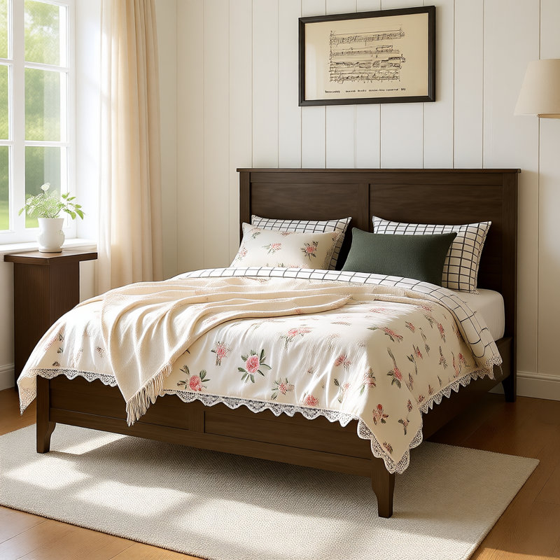 Modern Solid Wood Platform Bed with Tapered Legs, Easy Assembly, Elegant & Durable Design, Queen, Seadrift