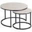 Ensemble de 2 tables gigognes rondes empilables avec cadre en métal pour le salon, gris