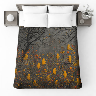 Couvre-lit matelassé jaune Bears In Forest